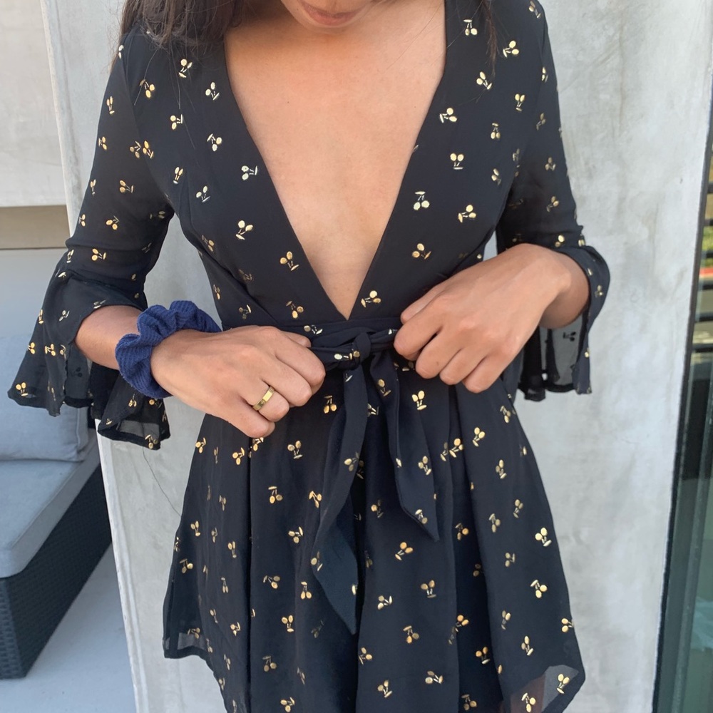Formal black and gold cherry romper🖤